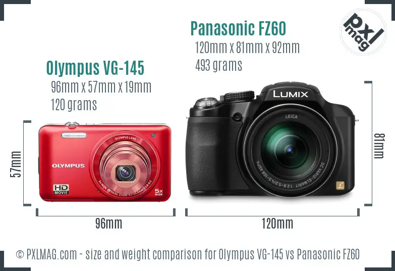 Olympus VG-145 vs Panasonic FZ60 size comparison