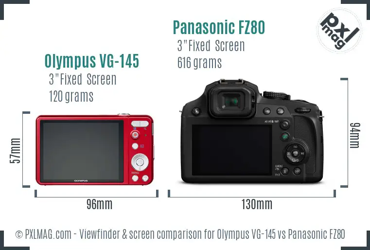 Olympus VG-145 vs Panasonic FZ80 Screen and Viewfinder comparison