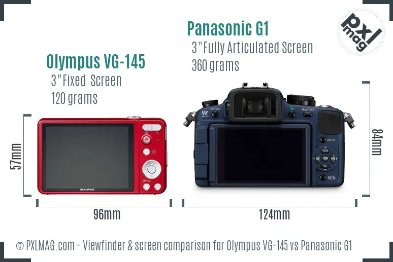 Olympus VG-145 vs Panasonic G1 Screen and Viewfinder comparison