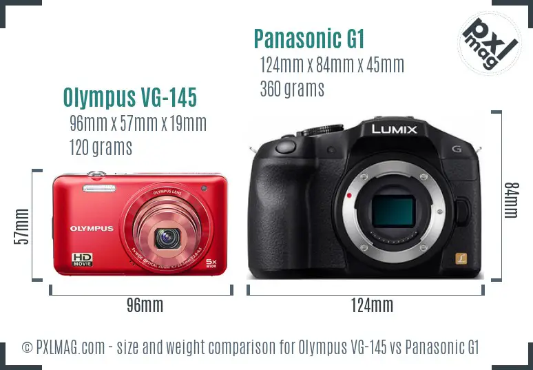 Olympus VG-145 vs Panasonic G1 size comparison