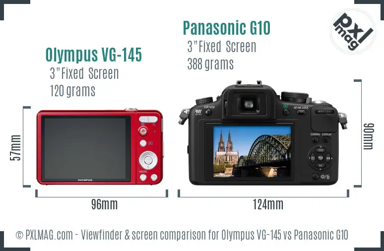 Olympus VG-145 vs Panasonic G10 Screen and Viewfinder comparison Olympus VG-145 vs Panasonic G10 Screen and Viewfinder comparison