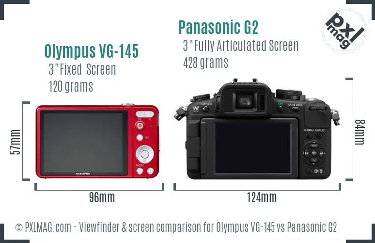 Olympus VG-145 vs Panasonic G2 Screen and Viewfinder comparison