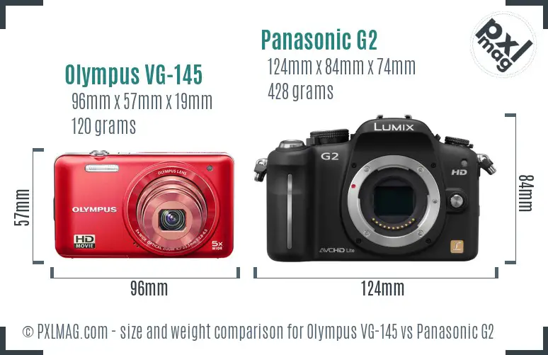 Olympus VG-145 vs Panasonic G2 size comparison