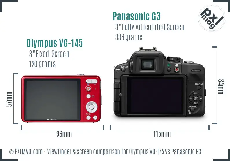 Olympus VG-145 vs Panasonic G3 Screen and Viewfinder comparison