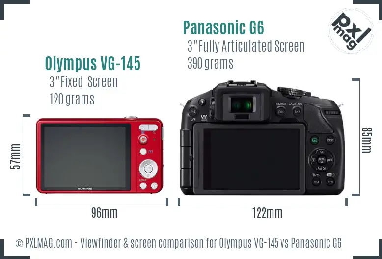 Olympus VG-145 vs Panasonic G6 Screen and Viewfinder comparison