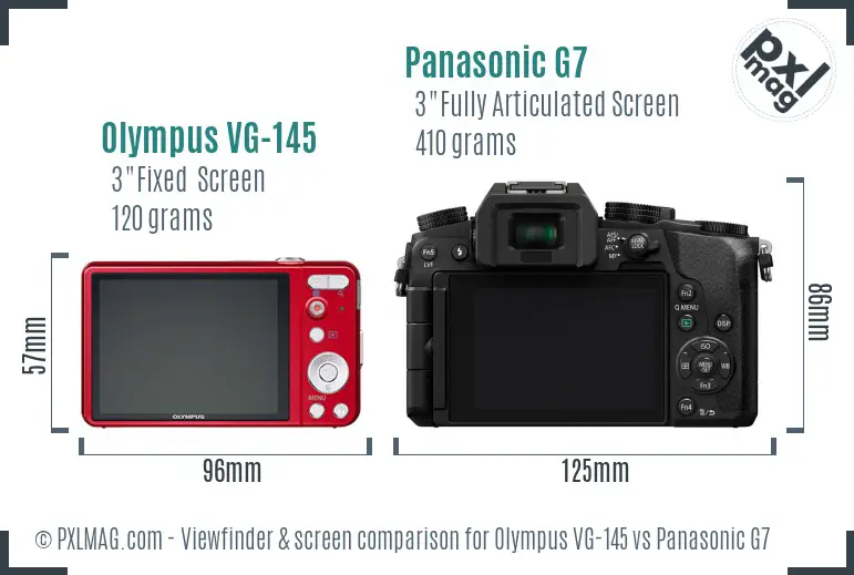 Olympus VG-145 vs Panasonic G7 Screen and Viewfinder comparison