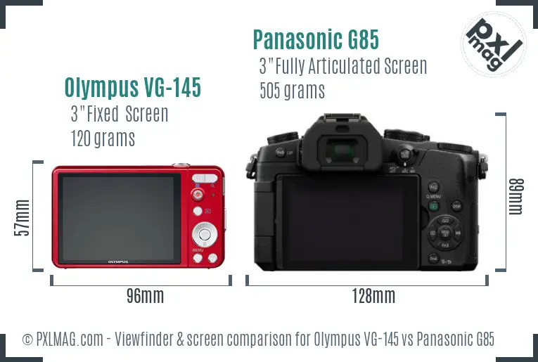 Olympus VG-145 vs Panasonic G85 Screen and Viewfinder comparison