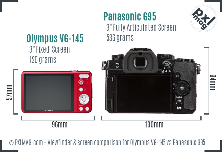 Olympus VG-145 vs Panasonic G95 Screen and Viewfinder comparison