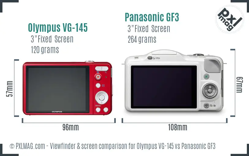 Olympus VG-145 vs Panasonic GF3 Screen and Viewfinder comparison