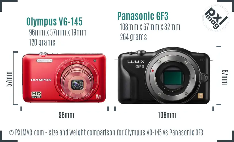 Olympus VG-145 vs Panasonic GF3 size comparison