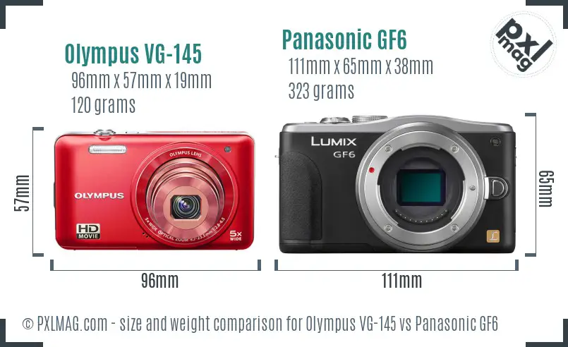 Olympus VG-145 vs Panasonic GF6 size comparison Olympus VG-145 vs Panasonic GF6 size comparison
