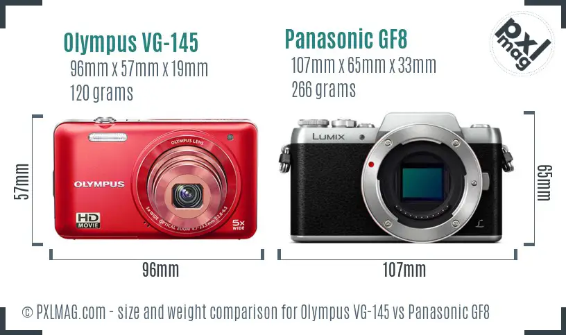 Olympus VG-145 vs Panasonic GF8 size comparison