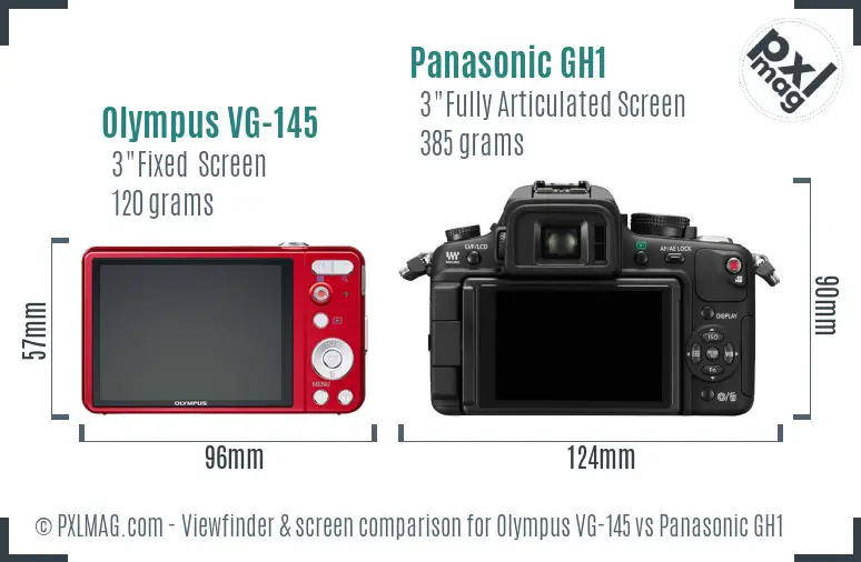 Olympus VG-145 vs Panasonic GH1 Screen and Viewfinder comparison Olympus VG-145 vs Panasonic GH1 Screen and Viewfinder comparison