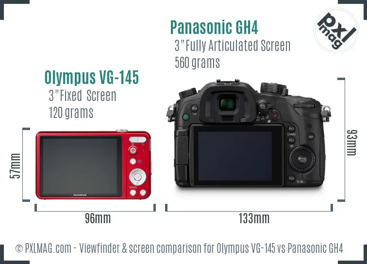 Olympus VG-145 vs Panasonic GH4 Screen and Viewfinder comparison Olympus VG-145 vs Panasonic GH4 Screen and Viewfinder comparison