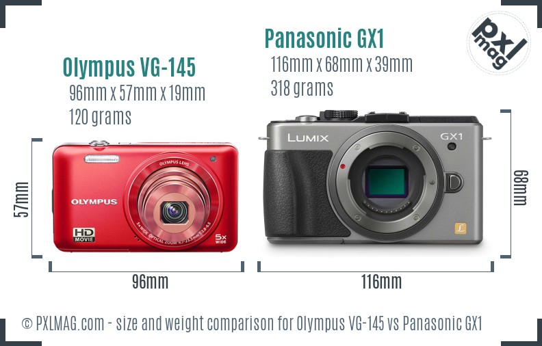 Olympus VG-145 vs Panasonic GX1 size comparison