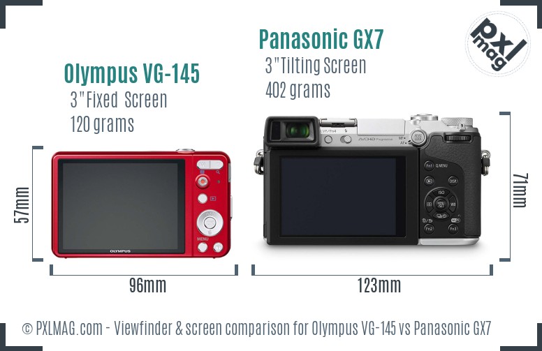 Olympus VG-145 vs Panasonic GX7 Screen and Viewfinder comparison