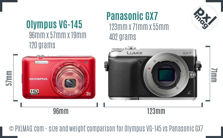 Olympus VG-145 vs Panasonic GX7 size comparison