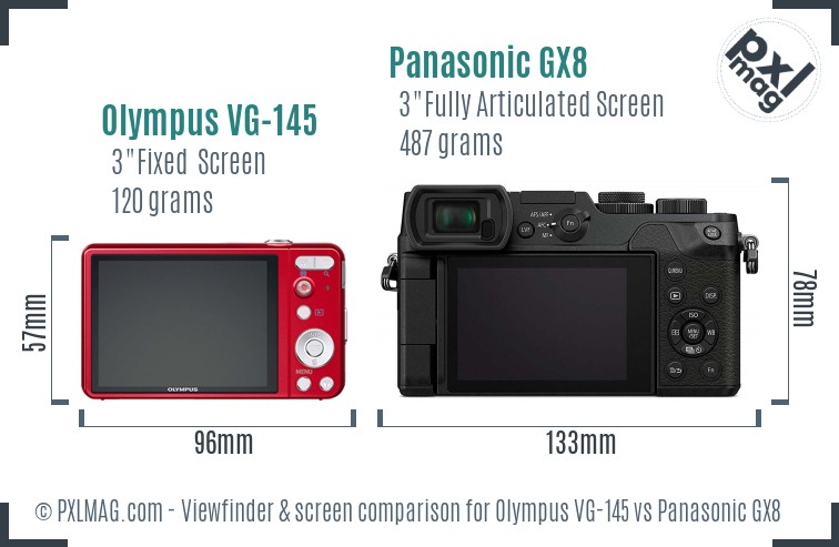 Olympus VG-145 vs Panasonic GX8 Screen and Viewfinder comparison