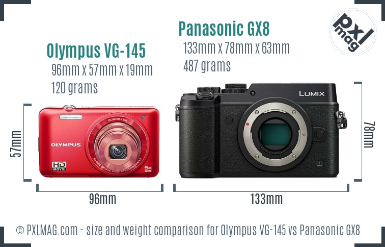 Olympus VG-145 vs Panasonic GX8 size comparison