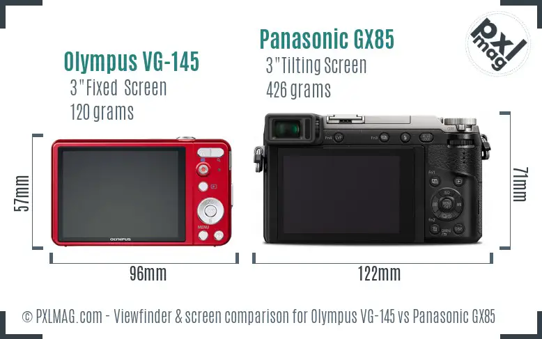 Olympus VG-145 vs Panasonic GX85 Screen and Viewfinder comparison