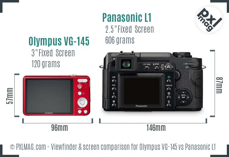 Olympus VG-145 vs Panasonic L1 Screen and Viewfinder comparison