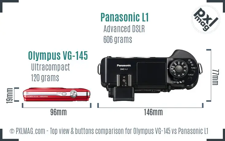 Olympus VG-145 vs Panasonic L1 top view buttons comparison