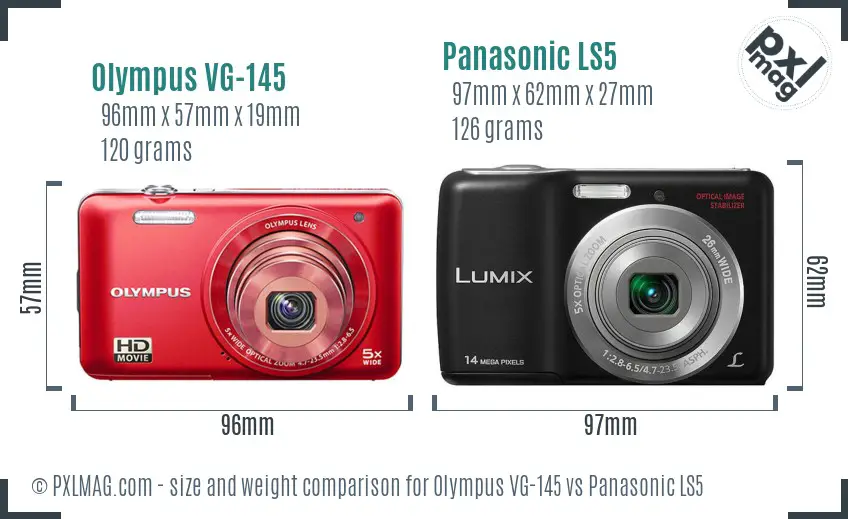 Olympus VG-145 vs Panasonic LS5 size comparison