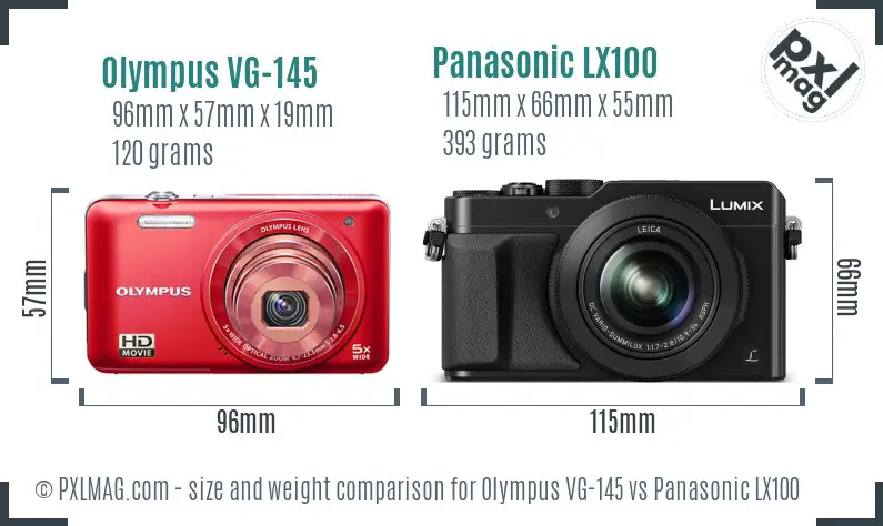 Olympus VG-145 vs Panasonic LX100 size comparison