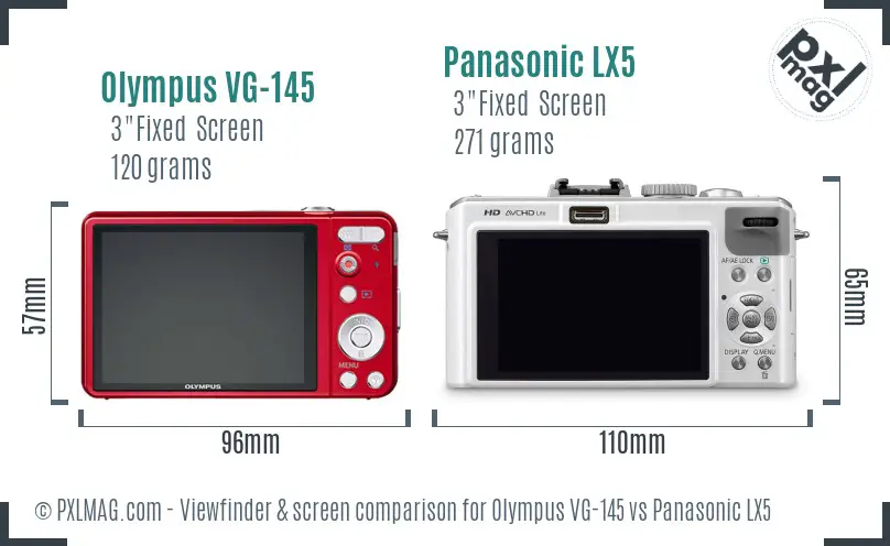 Olympus VG-145 vs Panasonic LX5 Screen and Viewfinder comparison