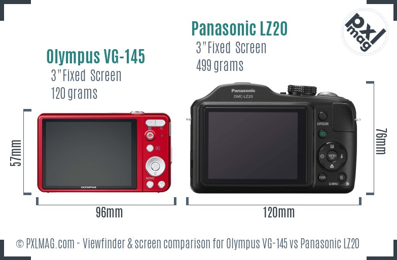 Olympus VG-145 vs Panasonic LZ20 Screen and Viewfinder comparison