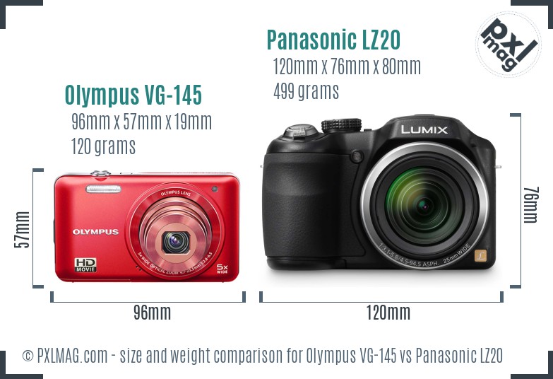 Olympus VG-145 vs Panasonic LZ20 size comparison