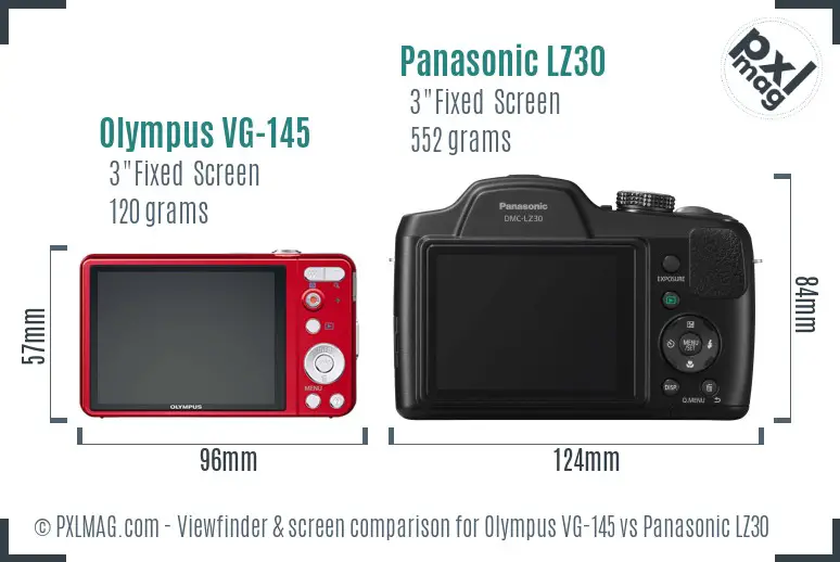 Olympus VG-145 vs Panasonic LZ30 Screen and Viewfinder comparison