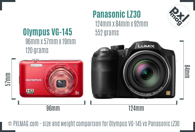 Olympus VG-145 vs Panasonic LZ30 size comparison