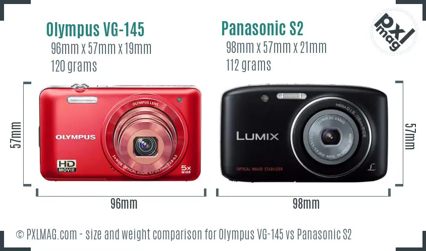 Olympus VG-145 vs Panasonic S2 size comparison