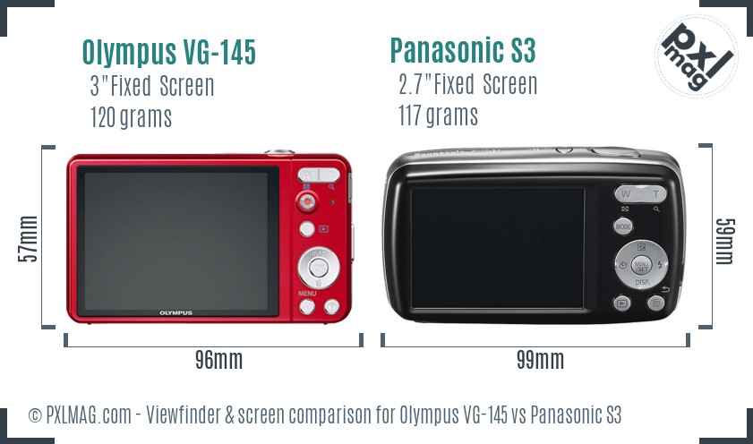 Olympus VG-145 vs Panasonic S3 Screen and Viewfinder comparison
