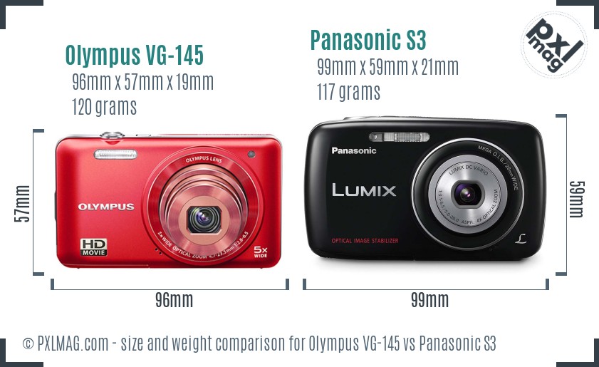 Olympus VG-145 vs Panasonic S3 size comparison