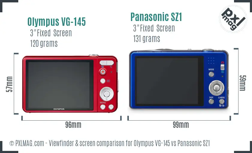 Olympus VG-145 vs Panasonic SZ1 Screen and Viewfinder comparison