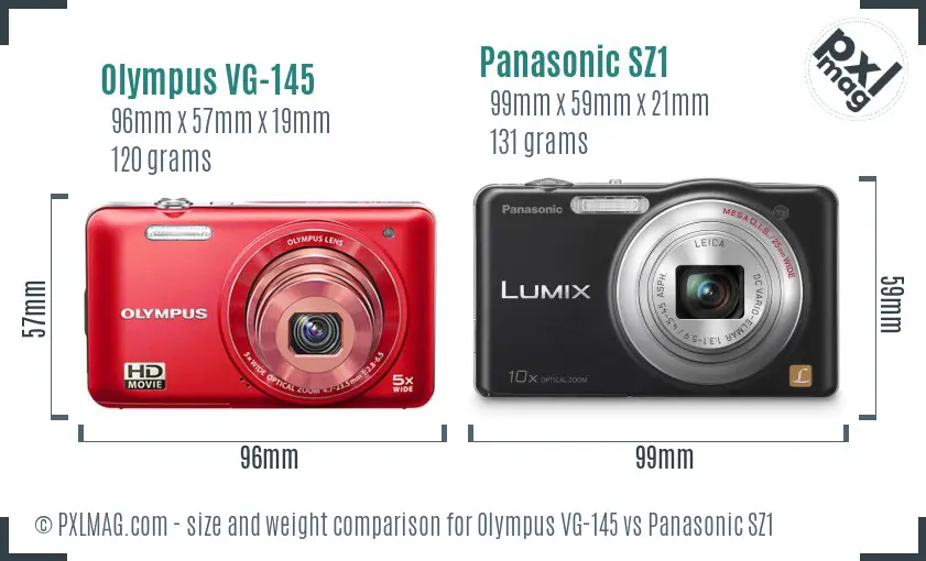 Olympus VG-145 vs Panasonic SZ1 size comparison