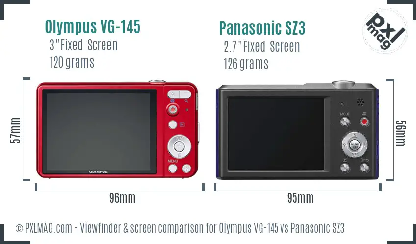 Olympus VG-145 vs Panasonic SZ3 Screen and Viewfinder comparison