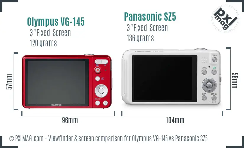 Olympus VG-145 vs Panasonic SZ5 Screen and Viewfinder comparison Olympus VG-145 vs Panasonic SZ5 Screen and Viewfinder comparison
