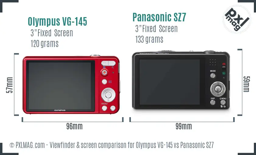 Olympus VG-145 vs Panasonic SZ7 Screen and Viewfinder comparison