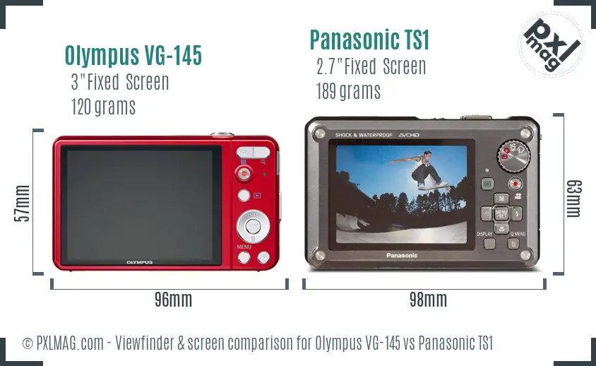 Olympus VG-145 vs Panasonic TS1 Screen and Viewfinder comparison