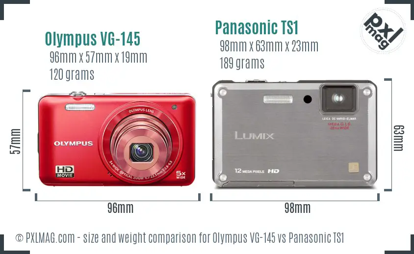 Olympus VG-145 vs Panasonic TS1 size comparison