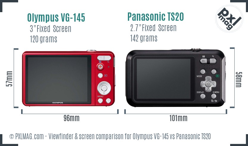 Olympus VG-145 vs Panasonic TS20 Screen and Viewfinder comparison