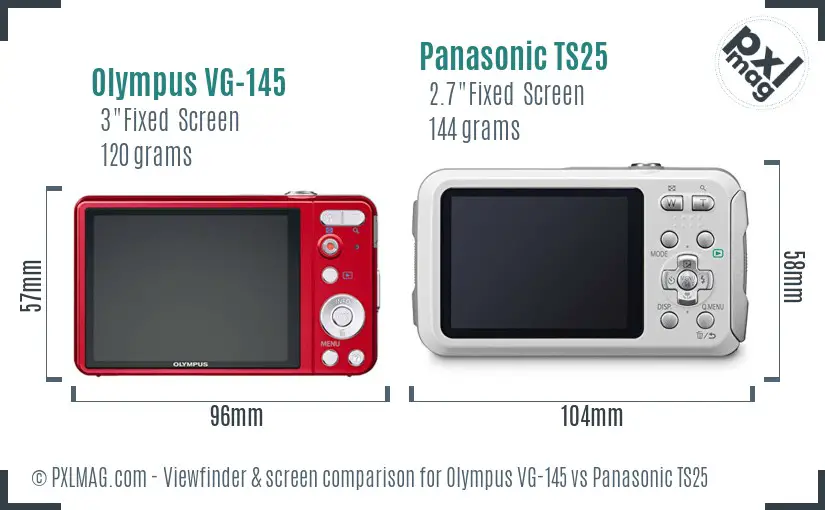 Olympus VG-145 vs Panasonic TS25 Screen and Viewfinder comparison Olympus VG-145 vs Panasonic TS25 Screen and Viewfinder comparison