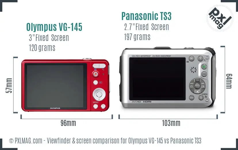 Olympus VG-145 vs Panasonic TS3 Screen and Viewfinder comparison