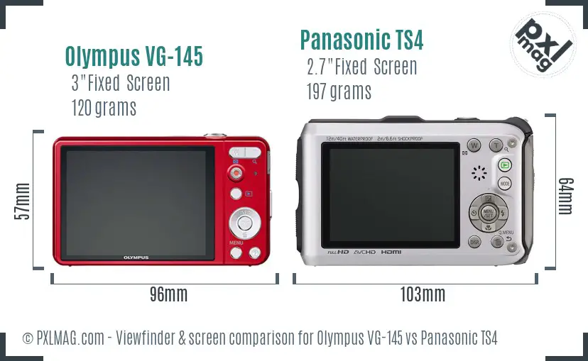 Olympus VG-145 vs Panasonic TS4 Screen and Viewfinder comparison