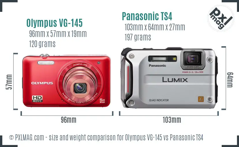 Olympus VG-145 vs Panasonic TS4 size comparison