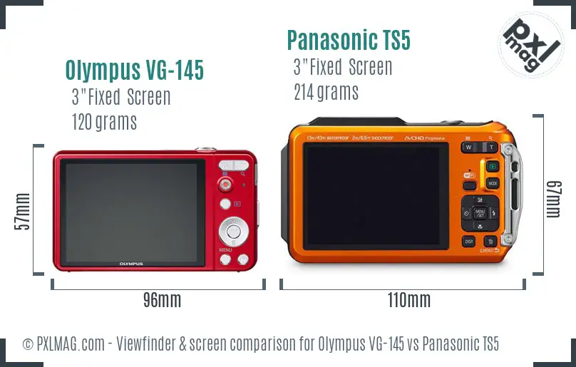 Olympus VG-145 vs Panasonic TS5 Screen and Viewfinder comparison