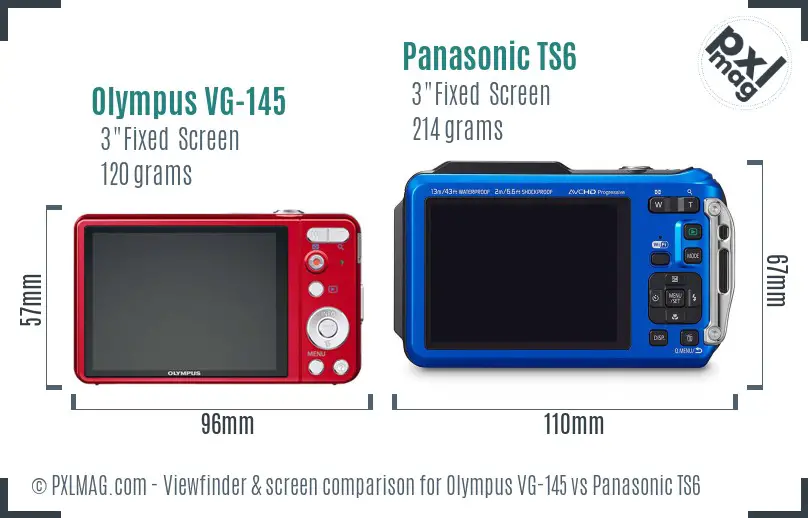 Olympus VG-145 vs Panasonic TS6 Screen and Viewfinder comparison